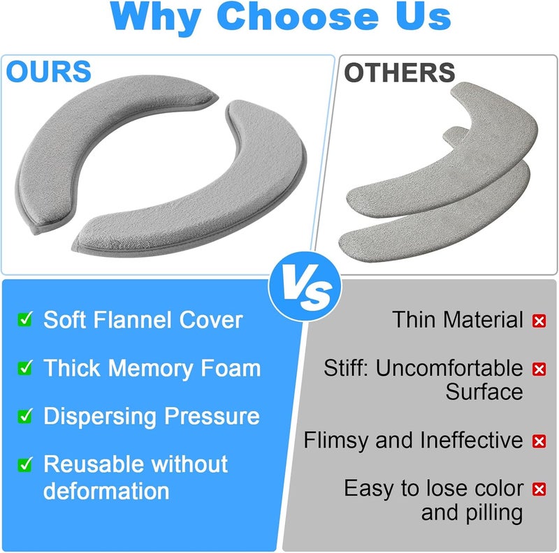 SHIEN Soft Thicker Flannel Bathroom Toilet Seat Cover, 2 Pack Non Slip Warmer Comfortable Seat Cushions with Memory Foam, Easy Install with Self-Adhesive Tape, Reusable Toilet Lid Cover (Brown,Grey) - Image 4